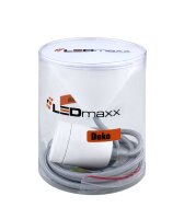 Deko Set Textilkabel silber mit Keramik-Lampenfassung E27...
