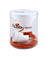 Deko Set Textilkabel orange mit Keramik-Lampenfassung E27...