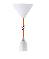 Deko Set Textilkabel orange mit Keramik-Lampenfassung E27...