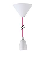 Deko Set Textilkabel pink mit Keramik-Lampenfassung E27...