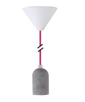 Deko Set Textilkabel pink mit Beton-Lampenfassung E27 und...