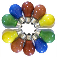 10er Set Gl&uuml;hlampen farbig gemischt 15W E27 Rot Gelb...
