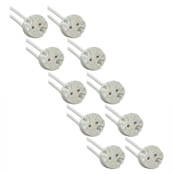 10 x GU5,3/G4/G6,35 Fassung Keramik LED Halogen mit Kabel