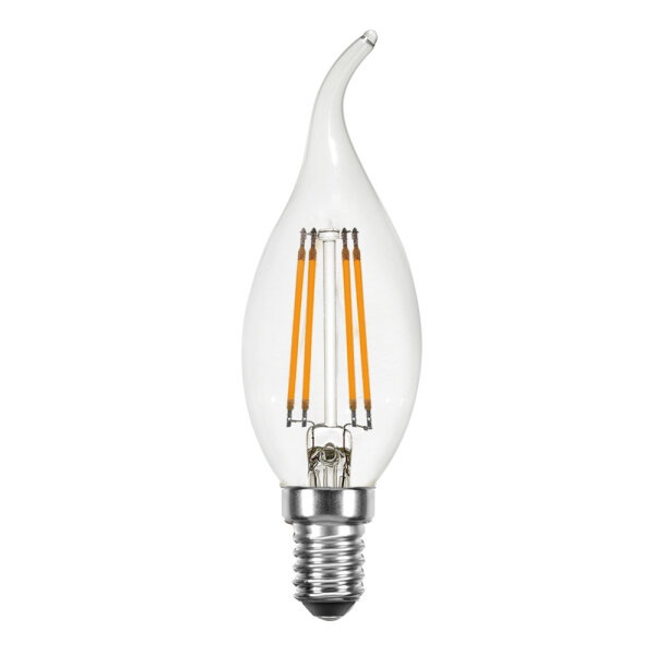 LED Filament Windsto&szlig; Kerze 4W 420lm E14 klar extra warmwei&szlig; 2200K