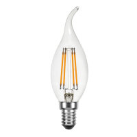 LED Filament Windsto&szlig; Kerze 4W 420lm E14 klar extra...