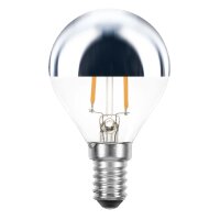 LED Filament Tropfen 2W 180lm E14 Kopfspiegel silber...