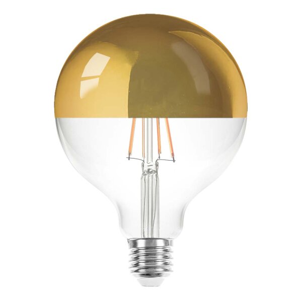 LED Filament Globe G125 8W = 62W E27 Kopfspiegel Gold 840lm extra warmwei&szlig; 2200K