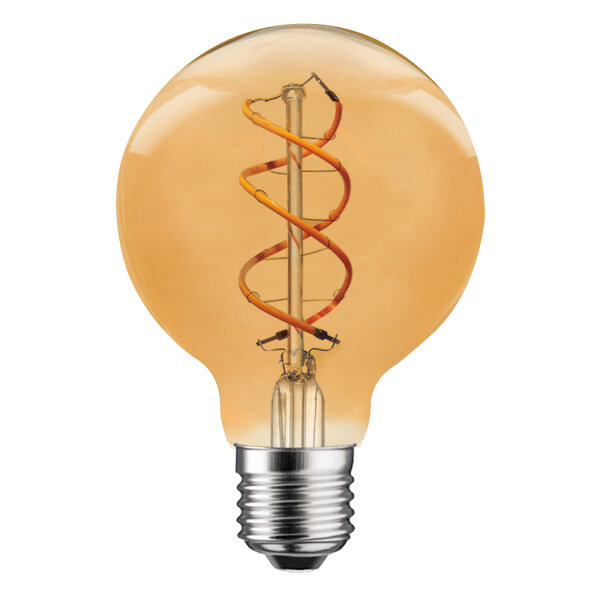 LED Spiral Filament Globe G95 5W = 21W 200lm E27 gold gel&uuml;stert extra warmwei&szlig; 1800K Dimmbar