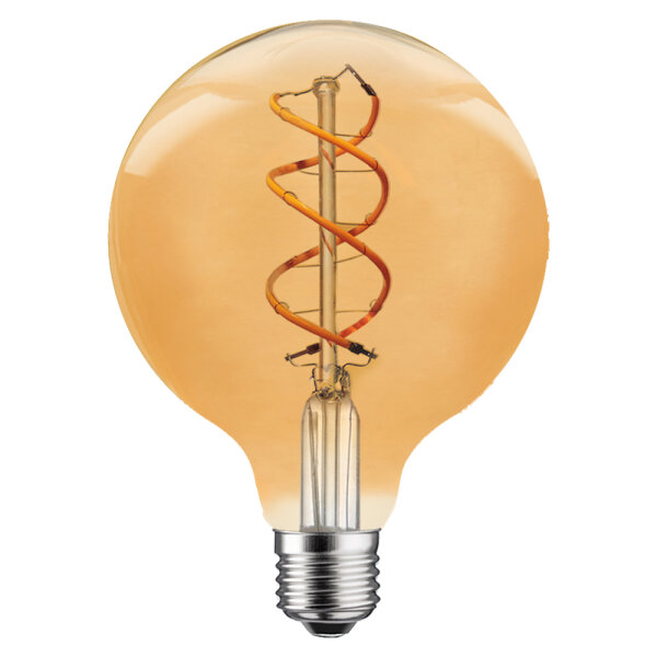 LED Spiral Filament Globe G125 5W = 21W 200lm E27 gold gel&uuml;stert extra warmwei&szlig; 1800K Dimmbar