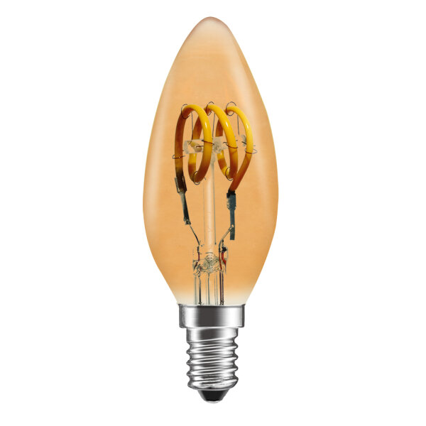 LED Spiral Filament Kerze 3W 100lm E14 klar extra warmwei&szlig; 1800K Dimmbar
