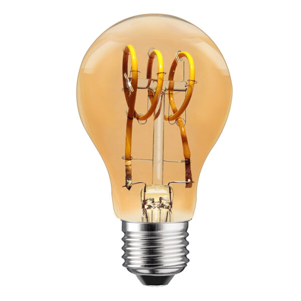 LED Spiral Filament Birnenform 3W 100lm E27 Gold klar extra warmwei&szlig; 1800K Dimmbar