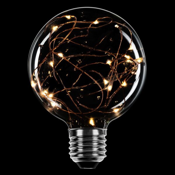 LED Kupferkabel Globe G95 1,6W = 10W 60lm E27 klar extra warmwei&szlig; 2200-2400K