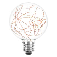 LED Kupferkabel Globe G95 1,6W = 10W 60lm E27 klar extra warmwei&szlig; 2200-2400K