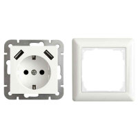 2xUSB Schutzkontakt-Steckdose 2800mA Reinwei&szlig;