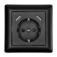 2xUSB Schutzkontakt-Steckdose 2800mA Schwarz