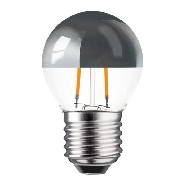 LED Filament Tropfen 2W = 19W 180lm E27 Kopfspiegel silber warmwei&szlig; 2700K