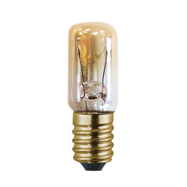 Gl&uuml;hbirne R&ouml;hrenlampe T16x54mm 10W E14 brass 60V Kappenbirne VE50