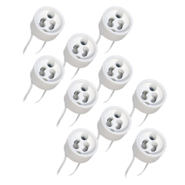 10 x GU10 Fassung Keramik mit Kabel im Beutel
