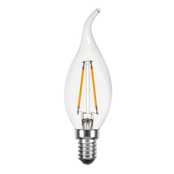 LED Filament Windsto&szlig; Kerze 2W 220lm E14 klar warmwei&szlig; 2700K