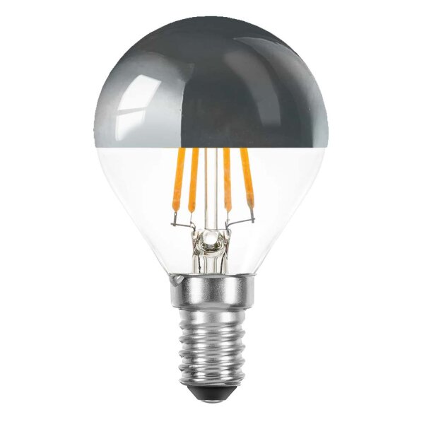 LED Filament Tropfen 4W = 33W 360lm E14 Kopfspiegel silber warmwei&szlig; 2700K