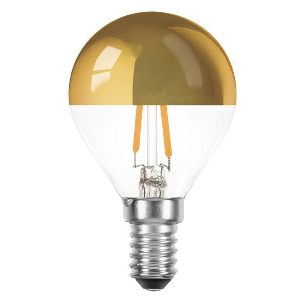 LED Filament Tropfen 2W = 25W 180lm E14 Kopfspiegel gold warmwei&szlig; 2700K